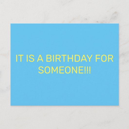 IEMAND'S BIRTHDAY UITNODIGING BRIEFKAART (Voorkant)