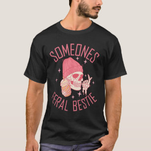 Iemands Feral Bestie Halloween skelet T-shirt