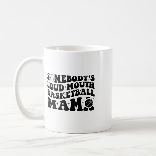 Iemands luide mond Sketll Mama Retro Wavy Groov Koffiemok (Links)