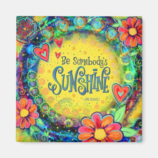 Iemands zonneschijn inspirativiteit Geel Bloemen Magneet (Voorkant)