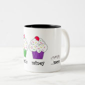 Iene, Meenie, Miney, Moe. Cupcake-Mok Tweekleurige Koffiemok (Voorkant rechts)
