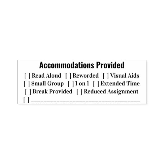 IEP Accommodaties verstrekt leraar Zelfinktende Stempel (Design)