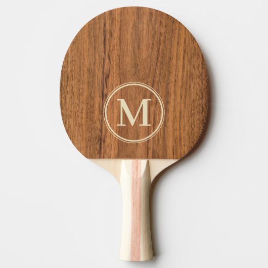 Iepen hout monogram tafeltennisbatje (Achterkant)