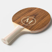 Iepen hout monogram tafeltennisbatje (Voorkant Gekanteld)