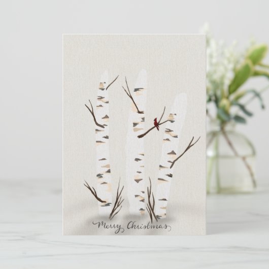 Iepenboom en Kardinaal Feestdagenkaart (Staand voorkant)
