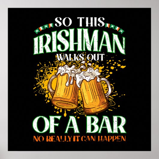 Ier drinkend bier St. Patrick's Day Poster (Voorkant)