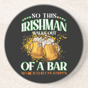 Ier drinkt bier St. Patrick's Day Zandsteen Onderzetter