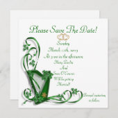 Ieren Bewaar de datum voor bruiloft, Harp Save The Date (Voorkant / Achterkant)