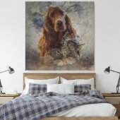 Ieren zetter met houthakken canvas afdruk (Insitu (Slaapkamer))