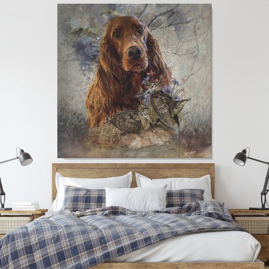 Ieren zetter met houthakken canvas afdruk (Insitu (Slaapkamer))