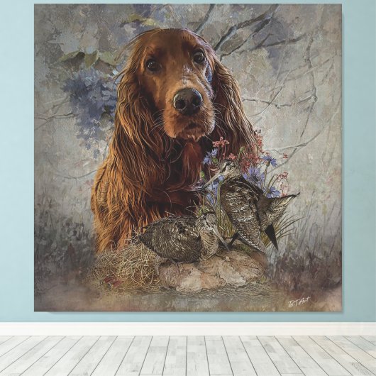 Ieren zetter met houthakken canvas afdruk (Insitu (Houten vloer))