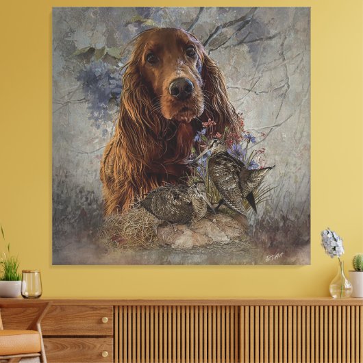 Ieren zetter met houthakken canvas afdruk (Insitu (Woonkamer))