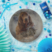 Ieren zetter met houthakken papieren bordje (Feest)