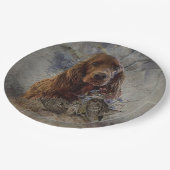 Ieren zetter met houthakken papieren bordje (Gekanteld)