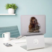 Ieren zetter met houthakken sticker (Laptop op bureau)