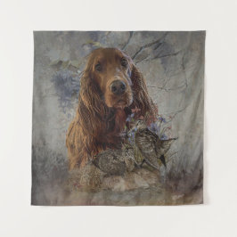 Ieren zetter met houthakken wandkleed