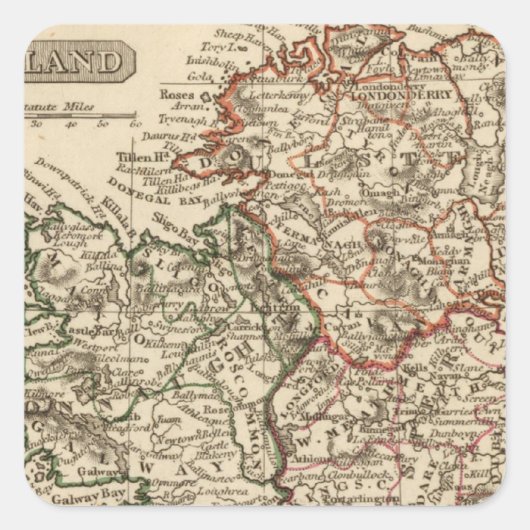 Ierland 18 vierkante sticker (Voorkant)