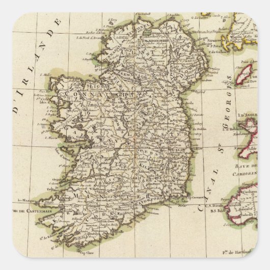 Ierland 3 vierkante sticker (Voorkant)