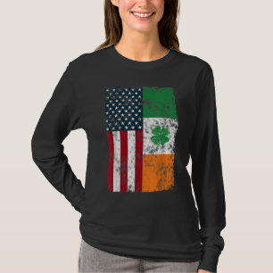 Ierland Amerikaanse vlag Dual Citizen Patriotic Di T-shirt