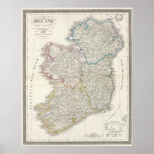 Ierland Atlas-kaart Poster (Voorkant)