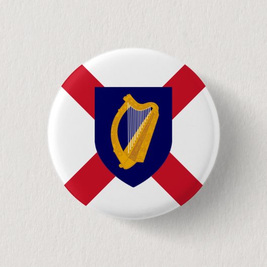 Ierland Badge - Cross & Harp Shield Ronde Button 3,2 Cm (Voorkant)