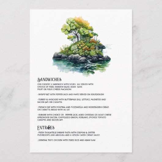 Ierland Bestemming Bruiloft Menu (Achterkant)