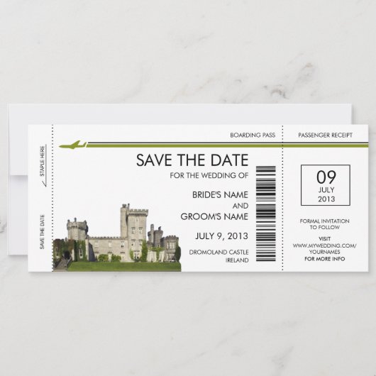 Ierland boarding pass Save the Date Invitations (Voorkant)