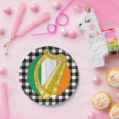 Ierland Bord, Harp, buffelplaid & Irish Flag Papieren Bordje (Feest)