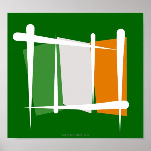 Ierland Brush Flag Poster (Voorkant)