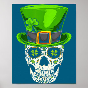 Ierland Cadeau Klaver Mexicaanse Ierse Schedel Sin Poster