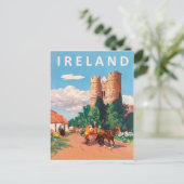 Ierland, caravan gaat door op de dorpsweg briefkaart (Staand voorkant)