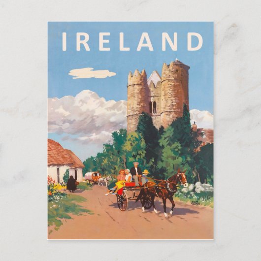 Ierland, caravan gaat door op de dorpsweg briefkaart (Voorkant)
