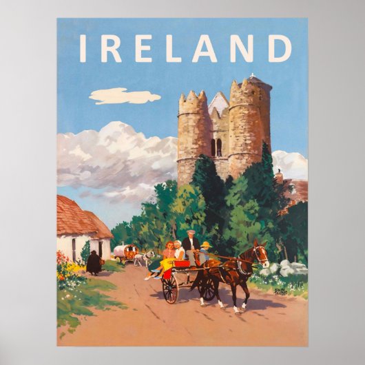 Ierland, caravan rijdt over de dorpsweg poster (Voorkant)