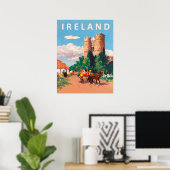 Ierland, caravan rijdt over de dorpsweg poster (Thuiskantoor)