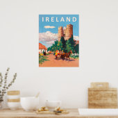 Ierland, caravan rijdt over de dorpsweg poster (Keuken)