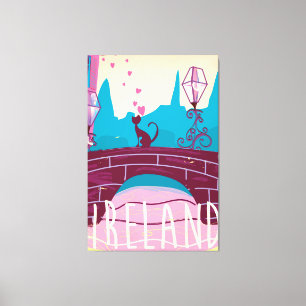 Ierland cartoon vintage stijl reisposter canvas afdruk