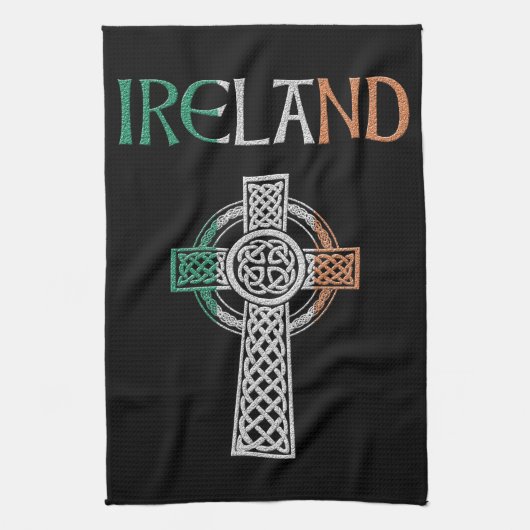 Ierland Celtic Cross Towel Theedoek (Verticaal)