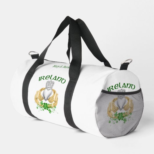 Ierland Claddagh Ring & Shamrocks gepersonaliseerd Plunjezak (Rechterhoek)