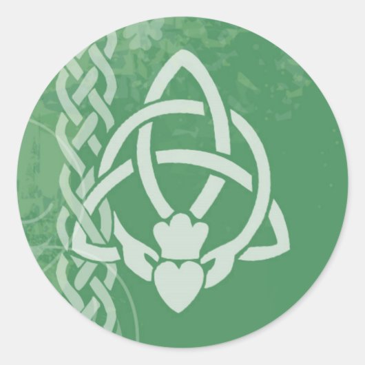 Ierland Claddagh Ronde Sticker (Voorkant)