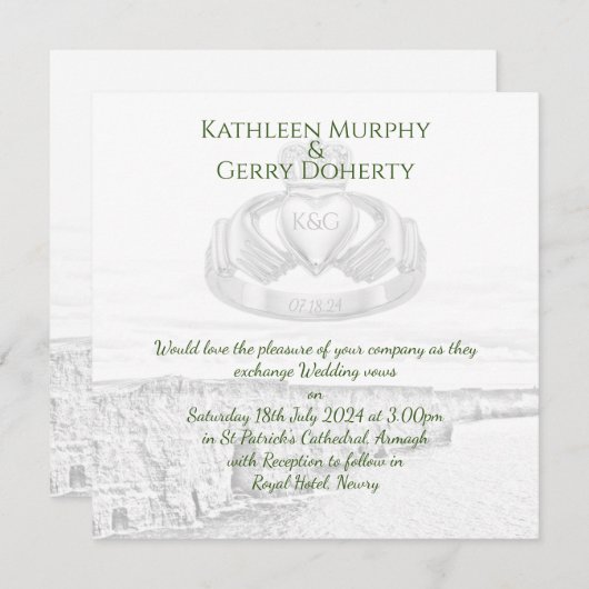 Ierland Cliffs of Moher & Ierse Claddagh Ring Kaart (Voorkant / Achterkant)