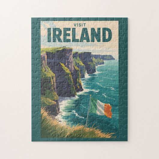 Ierland Cliffs of Moher Illustratie Reis Kunst Legpuzzel (Verticaal)