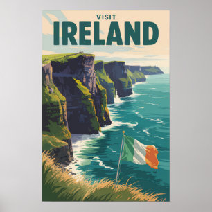Ierland Cliffs of Moher Illustratie Reis Kunst Poster