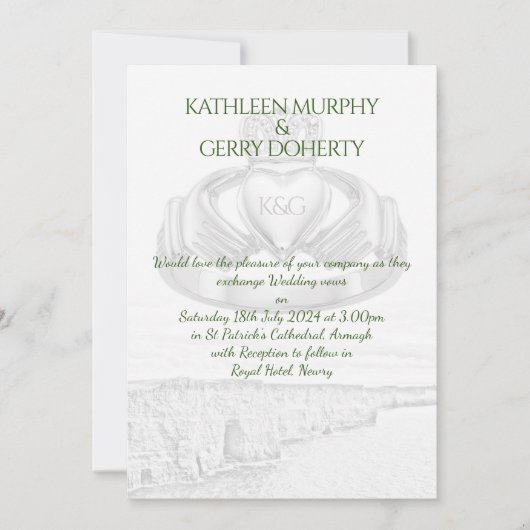 Ierland Cliffs of Moher & Irish Claddagh Ring Invi Kaart (Voorkant)