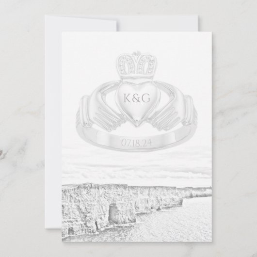 Ierland Cliffs of Moher & Irish Claddagh Ring Invi Kaart (Achterkant)