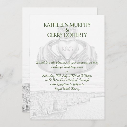 Ierland Cliffs of Moher & Irish Claddagh Ring Invi Kaart (Voorkant / Achterkant)