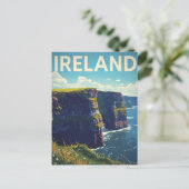 Ierland Cliffs of Moher Oude Reisposter Briefkaart (Staand voorkant)