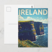 Ierland Cliffs of Moher Oude Reisposter Briefkaart (Voorkant / Achterkant)