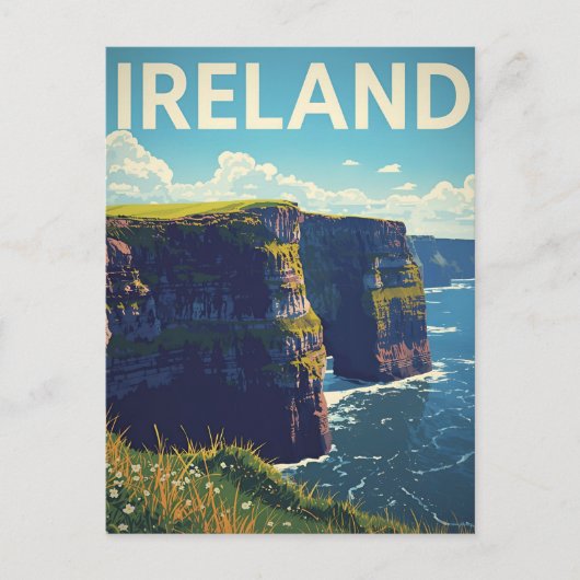Ierland Cliffs of Moher Oude Reisposter Briefkaart (Voorkant)