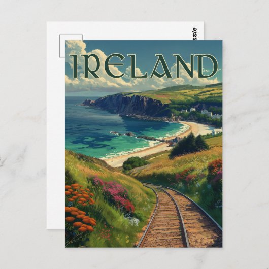 Ierland Coastline Vintage Travel Briefkaart (Voorkant / Achterkant)