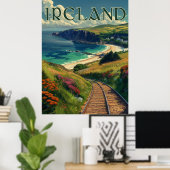 Ierland Coastline Vintage Travel Poster (Thuiskantoor)